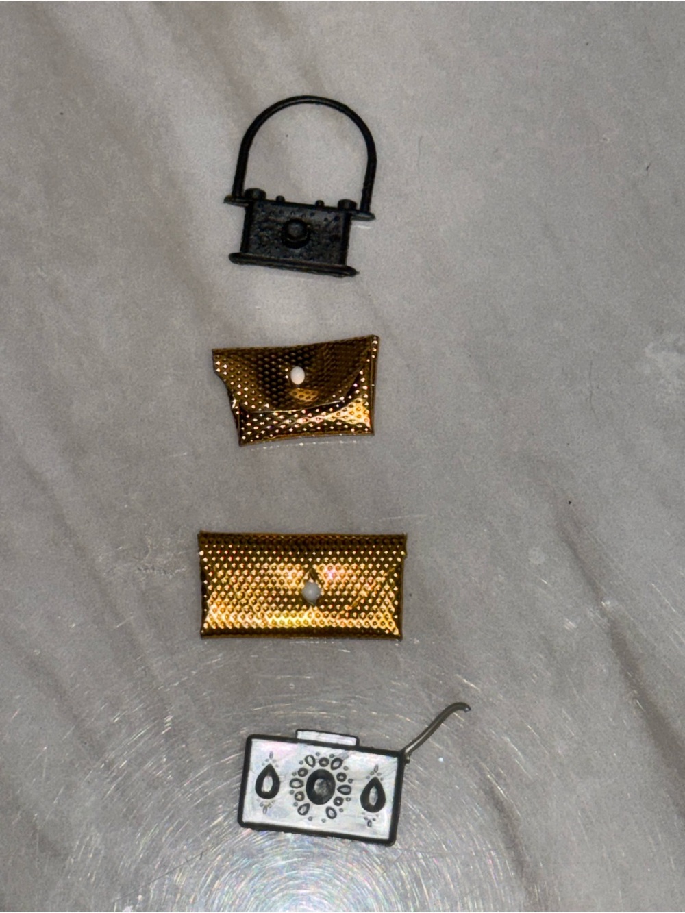 Barbie Mattel Vinatge black camera and foldover envelope purses